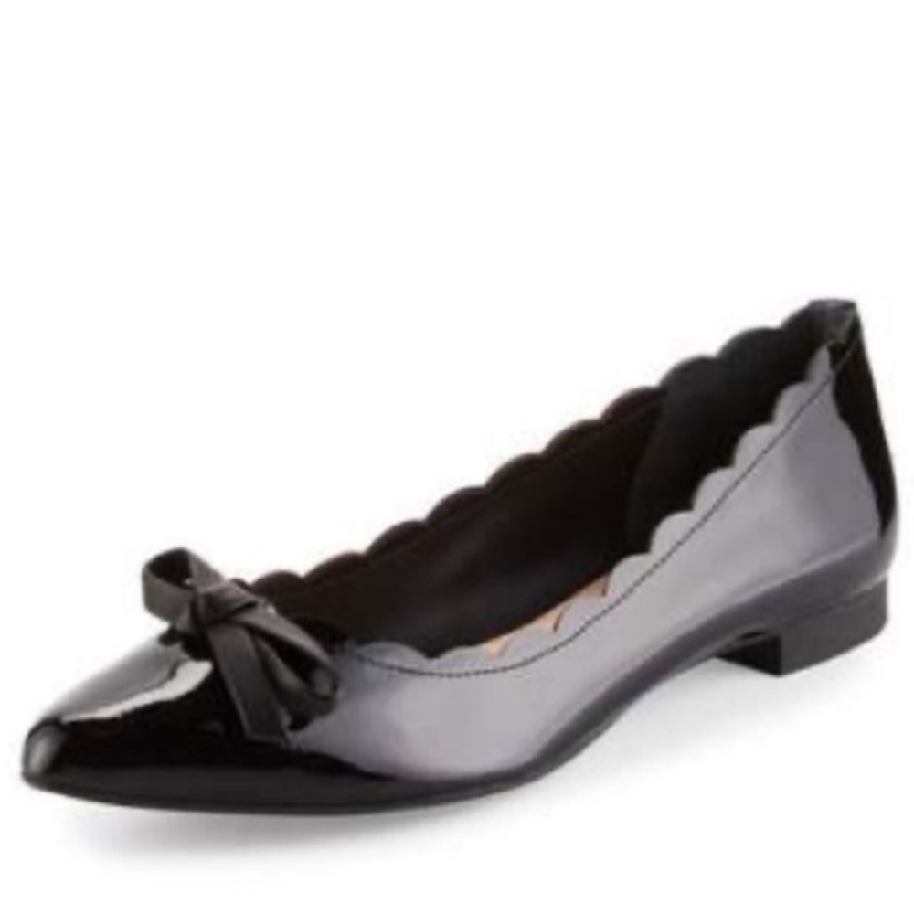 Kate Spade Eleni Flex Scalloped Black Slip On Ballerina Flats Sz 6